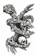memento mori creation of adam hand reaching one is skeleton  tattoo design idea