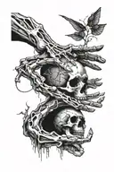 memento mori creation of adam hand reaching one is skeleton  tattoo design idea