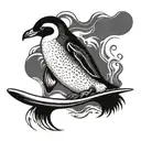 penguin surfing tattoo design idea