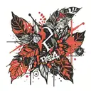 leaves around rosea with abyys eritem in font of juice wrld tattoo design idea