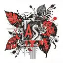 leaves around rosea with abyys eritem in font of juice wrld tattoo design idea