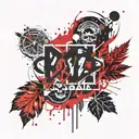 leaves around rosea with abyys eritem in font of juice wrld tattoo design idea