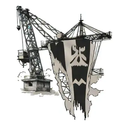 A tattoo design of the Bavarian flag with a construction crane incorporated, reflecting your occupation as a Bauleiter tattoo design idea