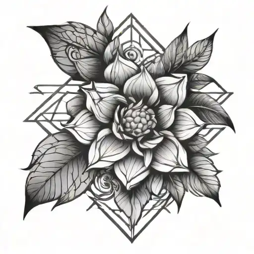 geometric floral design tattoo design idea