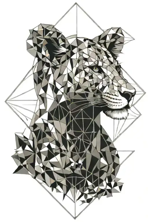 lioness surrounded by the angel numbers 555 777 111 333 11:11 and  222 tattoo design idea
