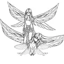 set of overlapping fairy wings in a downset position tattoo design idea