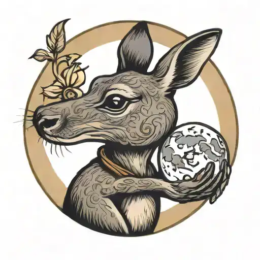 Kangaroo holding the moon in its hands tattoo design idea