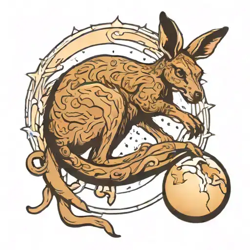 Kangaroo holding a moon in its hands tattoo design idea