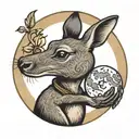 Kangaroo holding the moon in its hands tattoo design idea