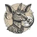 Kangaroo holding the moon in its hands tattoo design idea