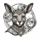 Kangaroo holding the moon in its hands tattoo design idea