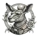 Kangaroo holding the moon in its hands tattoo design idea