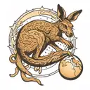 Kangaroo holding a moon in its hands tattoo design idea