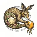 Kangaroo holding a moon in its hands tattoo design idea