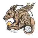Kangaroo holding a moon in its hands tattoo design idea