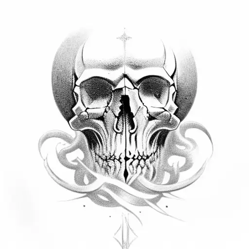 Viking Skull and símbols tattoo design idea