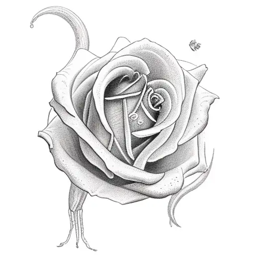 opposite of rose and pocket watch  tattoo design idea
