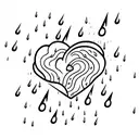 cloud with lightning bolt and heart shaped rain drops tattoo design idea