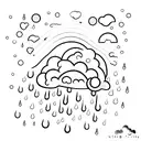 cloud with lightning bolt and heart shaped rain drops tattoo design idea