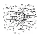 cloud with lightning bolt and heart shaped rain drops tattoo design idea