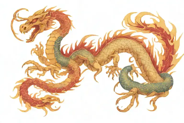 Shoulder tattoo of scorpion with Chinese dragon on Egyptian background tattoo design idea