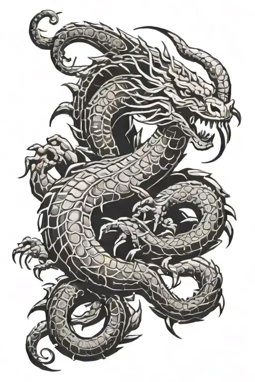 scorpion with chinese dragon egyptian warrior background tattoo design idea