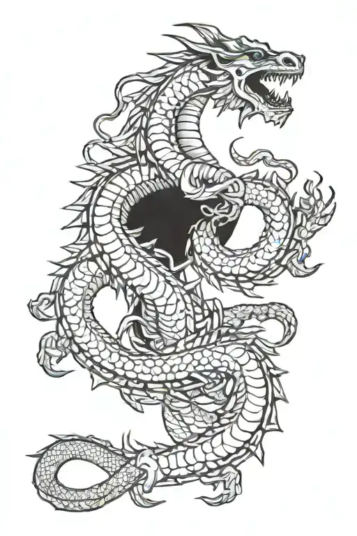 scorpion fighting with chinese dragon egyptian warrior background tattoo design idea