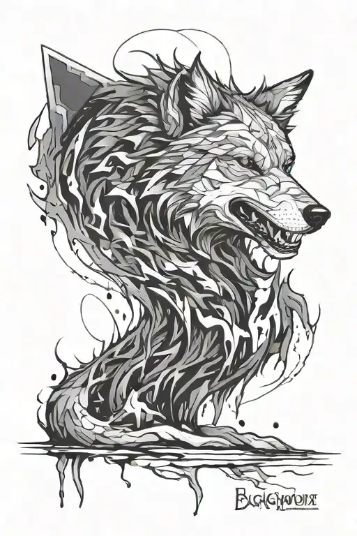 wounded wolf tattoo design idea
