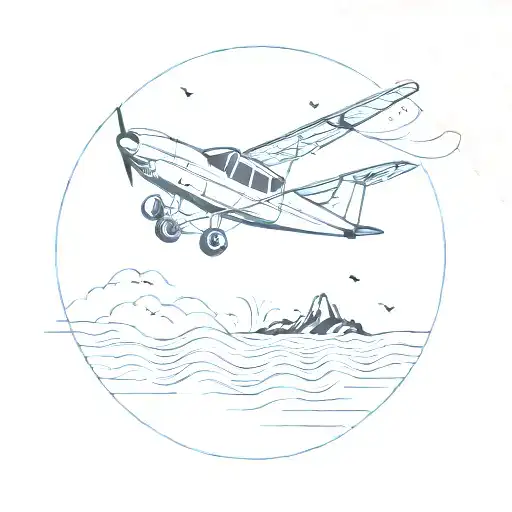 mix my two passions, flying planes and go diving into the sea tattoo design idea