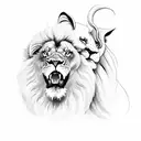 Lion and a Lamb tattoo design idea