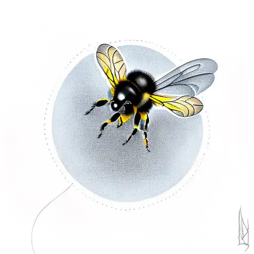 A  tattoo of a bumblebee flying with the words 'Anything is possible' incorporated behind the bumbleebee tattoo design idea