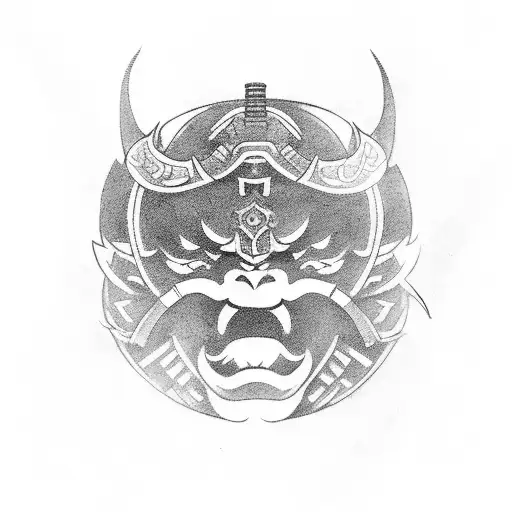 A tattoo design inspired by famous samurai stories from Japanese literature, depicting a scene of honor and bravery in a black and grey style tattoo design idea