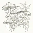 earthy mystical branch with mushrooms and frog tattoo design idea