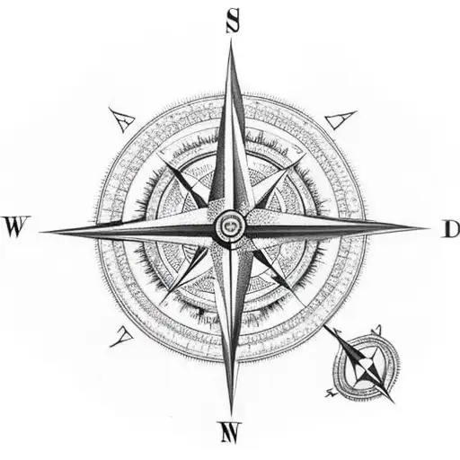 compass wrapped by a greek wraith tattoo design idea