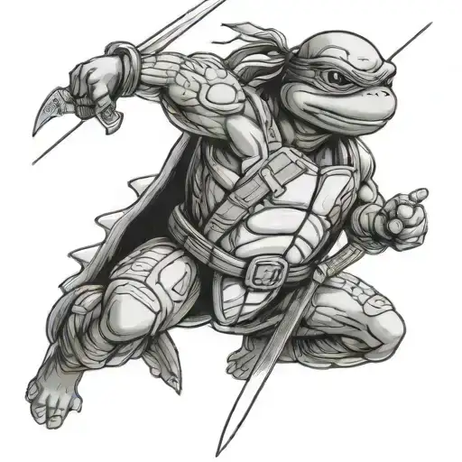 ninja turtle leonardo with sword tattoo design idea