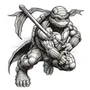 ninja turtle leonardo with sword tattoo design idea