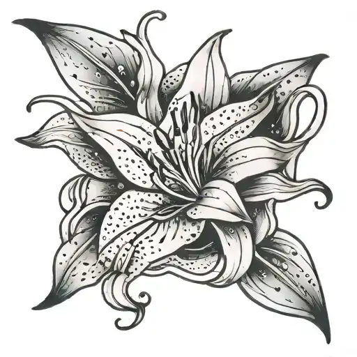 stargazer lily flower tattoo design idea