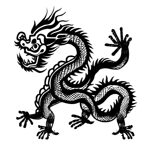 Chinese dragon with a monkey and pig tattoo design idea
