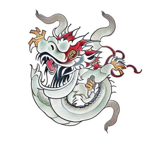 Chinese dragon with a monkey and pig tattoo design idea
