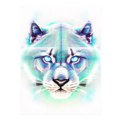 Black panther blue eyes forest background tattoo design idea