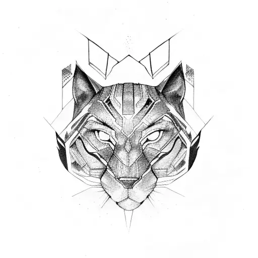 Black panther blue eyes forest background tattoo design idea