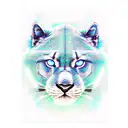 Black panther blue eyes forest background tattoo design idea