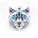 Black panther blue eyes forest background tattoo design idea
