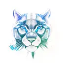 Black panther blue eyes forest background tattoo design idea