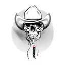 Western cowboy skull smoking a cigarette tattoo design idea