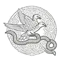 dove and snake wrapping tattoo design idea