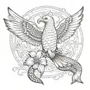 dove and snake wrapping tattoo design idea