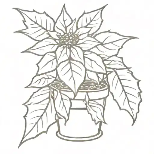 poinsettia in a foil pot overflowing tattoo design idea