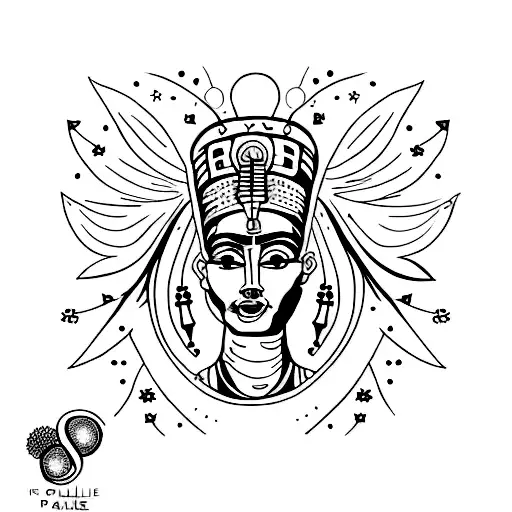 Un tatouage minimaliste inspiré de la pochette de l'album de PNL. et la déesse Nefertiti , des fleurs de pensée  tattoo design idea