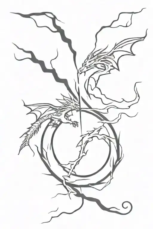 lightning and dragon intertwined tattoo design idea